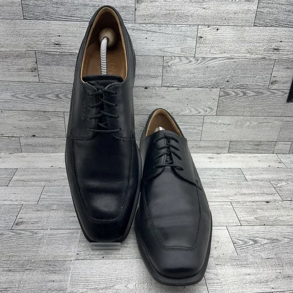 Ecco Cairo Black Oxford Apron Toe Lace Up Dress Shoes Men Size 12 - Picture 1 of 10